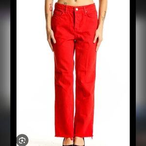 ZARA Bright Red Straight Flare Leg Jeans - Size 4